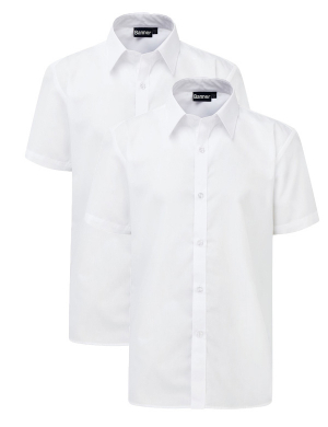 Banner Slim Fit Short Sleeve Shirts 2pk - White (Pre-School - Year 6)